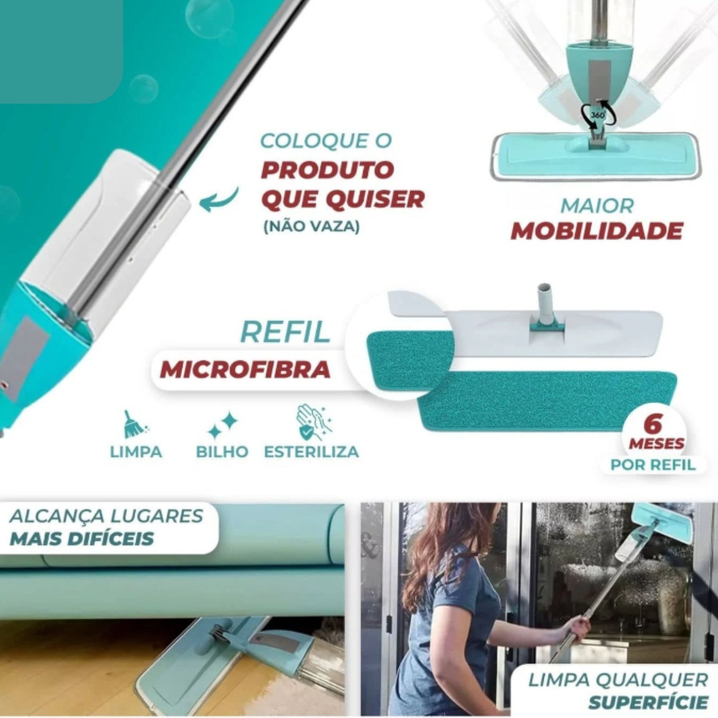 Rodo Inteligente Mop Spray 360°