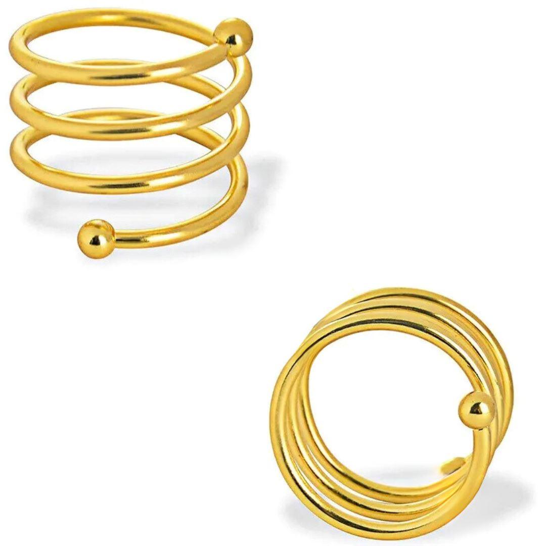 Conjunto de 8 Anéis de Guardanapo em Espiral Dourado Luxo