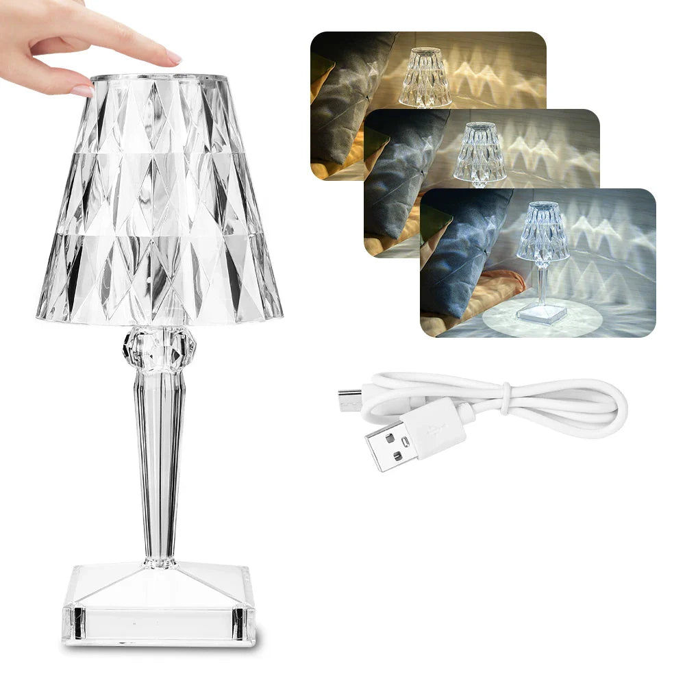 Luminária de Mesa Crystal Led Sem Fio 3 em 1 ™