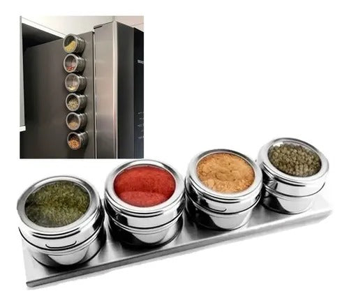 Kit com 5 Porta Condimentos - Inox Magnético