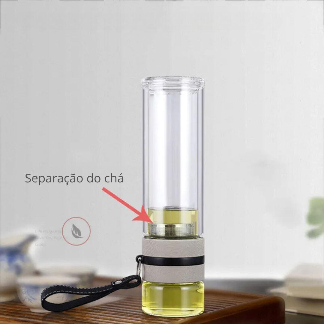 Garrafa de Chá Vidro com Infusor Duplo - Praticidade para seu Chá