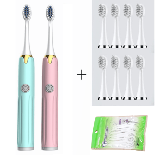 Kit 2 Escova de dentes elétrica Power Flass + 12 cabeças