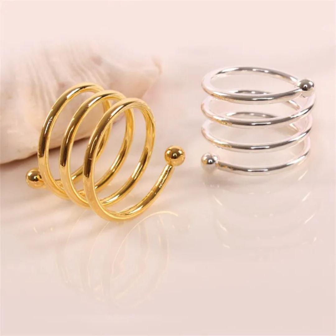 Conjunto de 8 Anéis de Guardanapo em Espiral Dourado Luxo