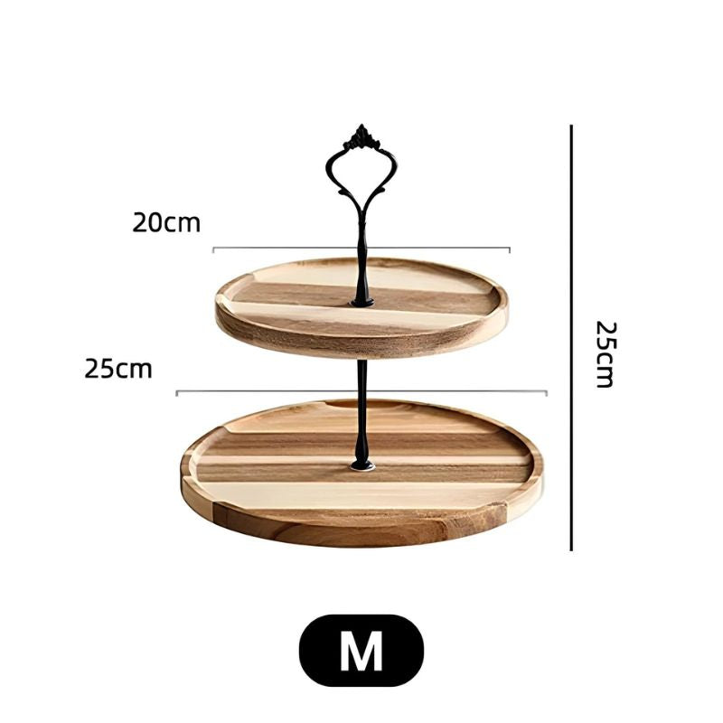 Bandeja e Suporte para Doces e Petiscos de 2 a 3 Andares em Madeira