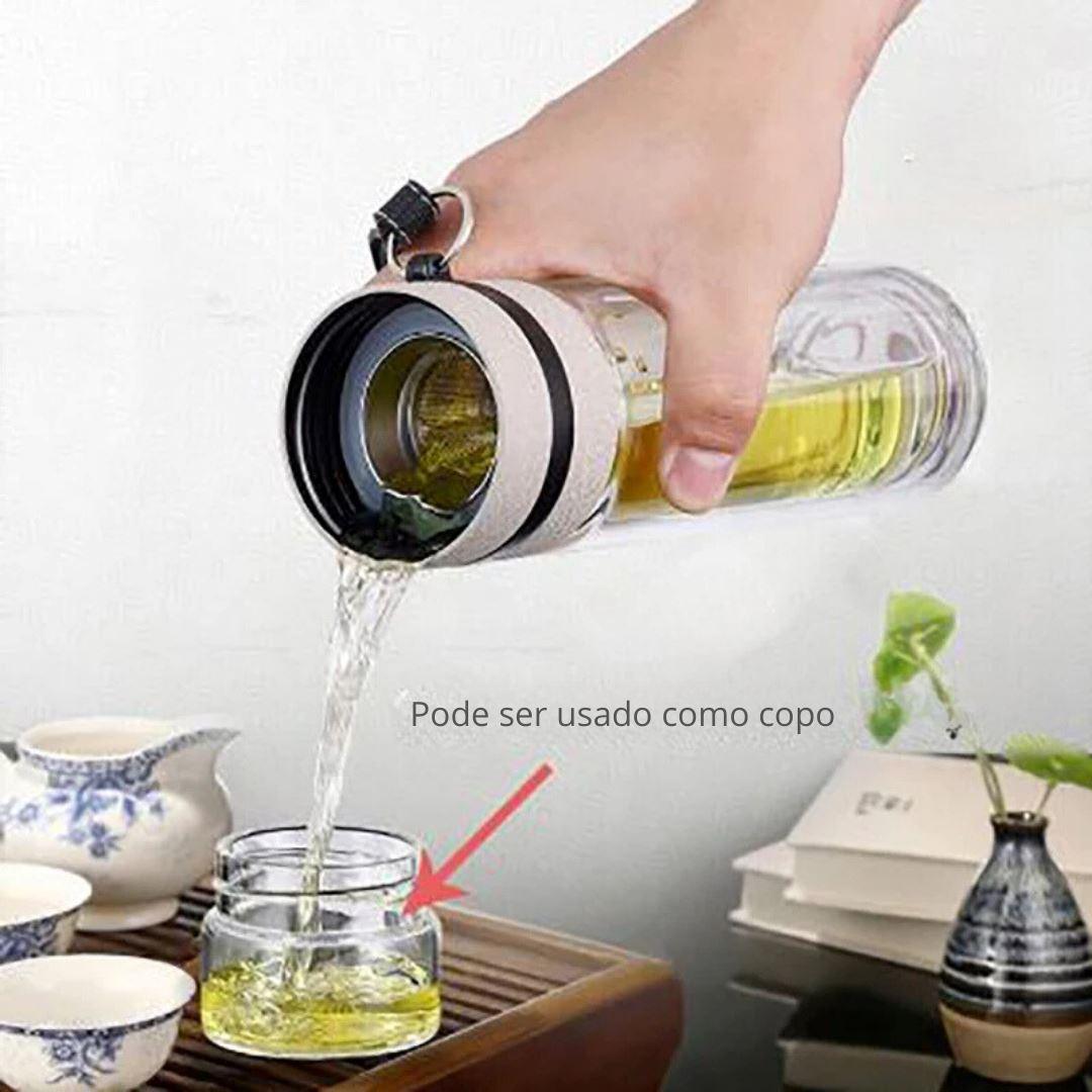 Garrafa de Chá Vidro com Infusor Duplo - Praticidade para seu Chá