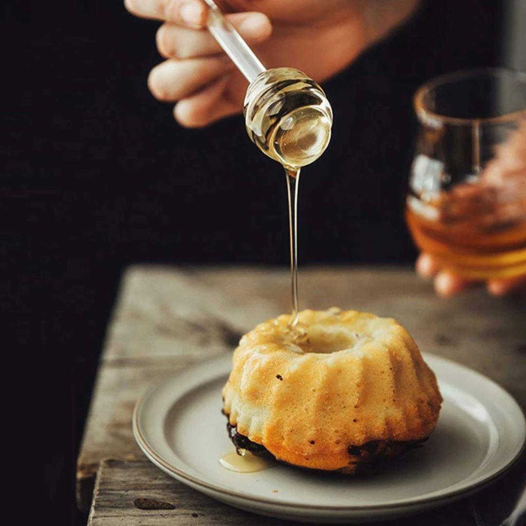 Pote de Mel com colher de Vidro - Elegância para Armazenamento na Cozinha