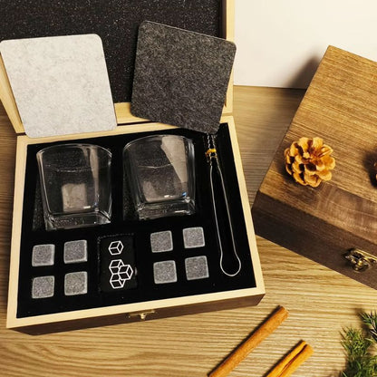 Kit Whisky Presente - Conjunto de Copos, Cubo de Gelos e Pegador