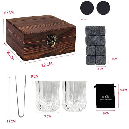 Kit Whisky Presente - Conjunto de Copos, Cubo de Gelos e Pegador