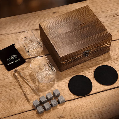 Kit Whisky Presente - Conjunto de Copos, Cubo de Gelos e Pegador