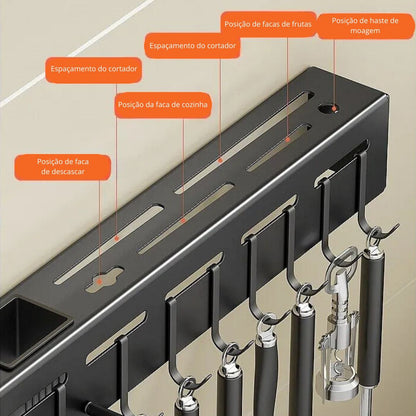 Organizador de Parede Saintelle para Utensílios de Cozinha em Aço Inoxidável - Para Melhor Organização Funcional