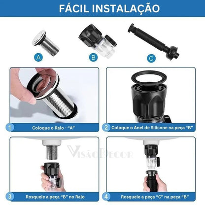 Sifão para Pia + Dreno de Água e Ralo para Cozinha e Banheiro