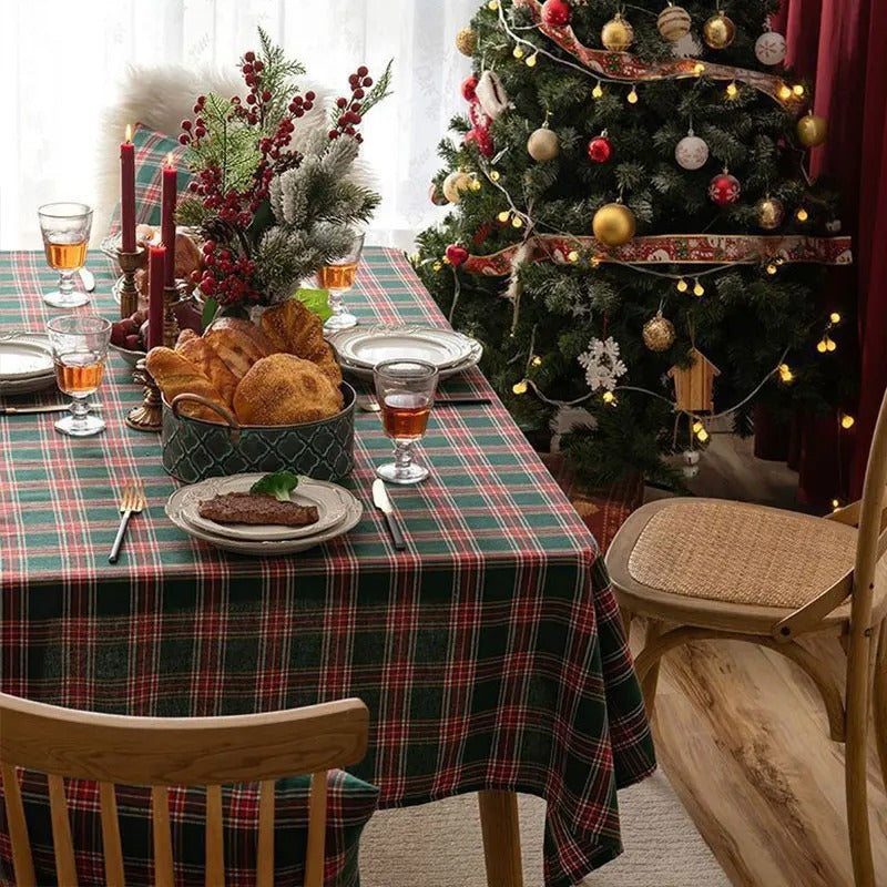 Toalha de Mesa de Natal Xadrez - Vários Tamanhos