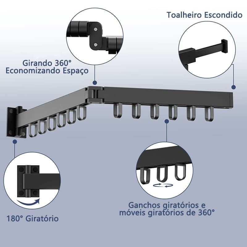 Varal Retrátil de Parede Cabidex